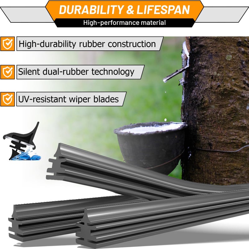 AUTOBOO OEM Wiper Blades Replacement for Audi A4 Q5 Q3 A5 RS5 S5 allroad 2009-2020 Original Equipment Replacement Windshield Wipers 24 inch / 20 inch -Original Factory Quality (Set of 2) Top Lock 16mm - Image 3